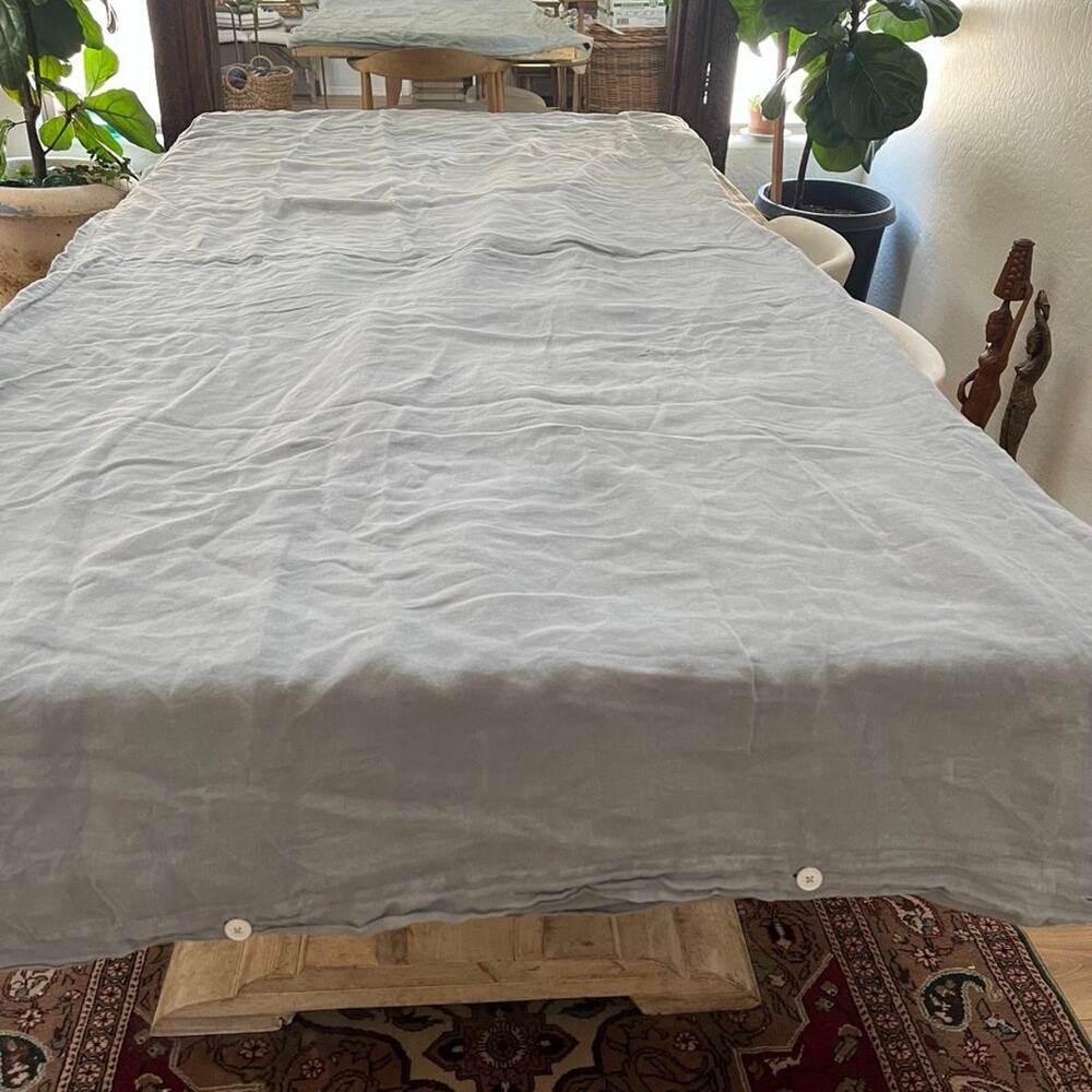Parachute Linen Duvet Cover Full Queen Gray Button Closure